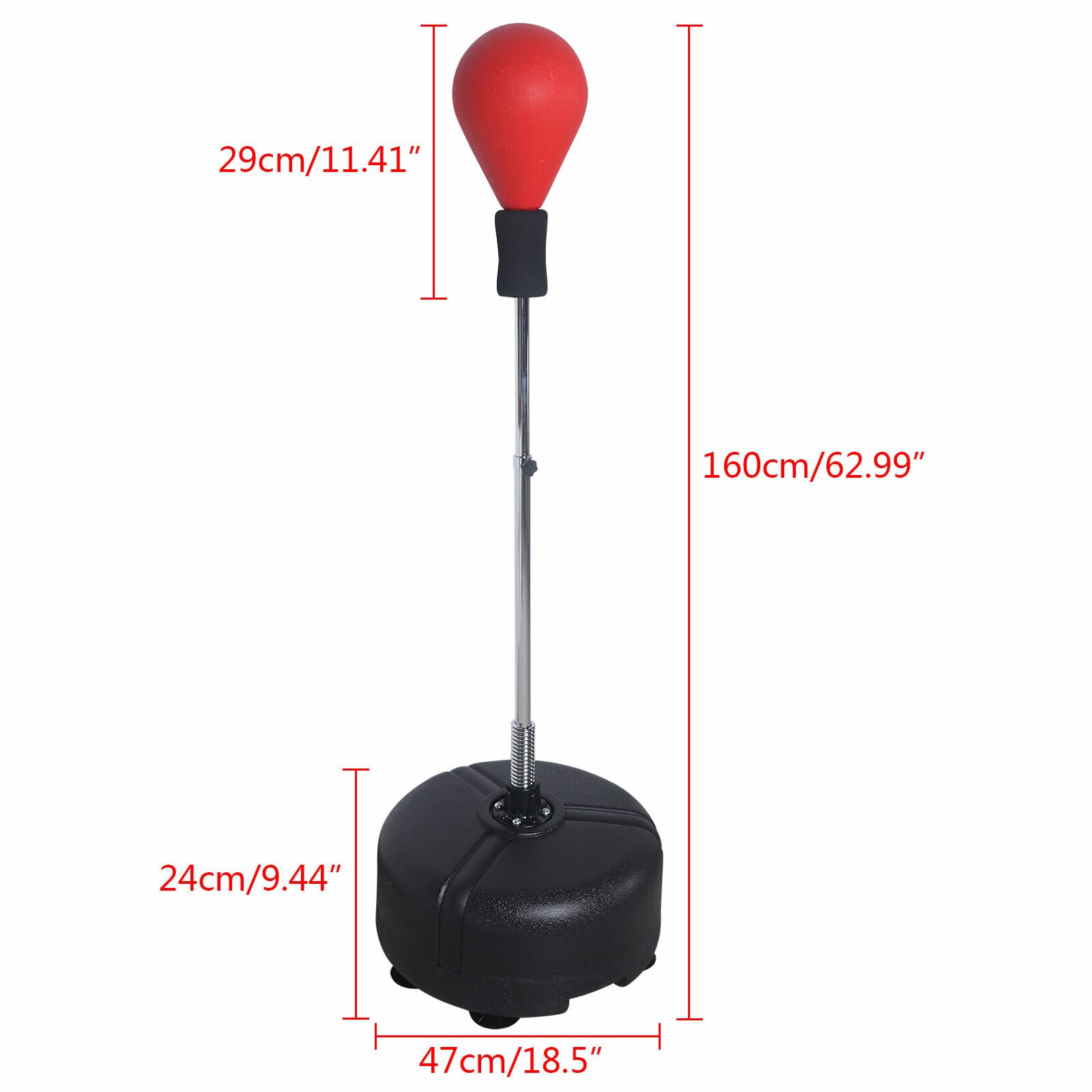 Rot Punchingball Boxstand Standbox Trainer, Höhenverstellbarer 125-157CM 90 °Rückprallwinkel Standboxsack Erwachsene Boxsack Boxing Equipment Fitness Punchingball für Boxen Ausrüstung Fitness
