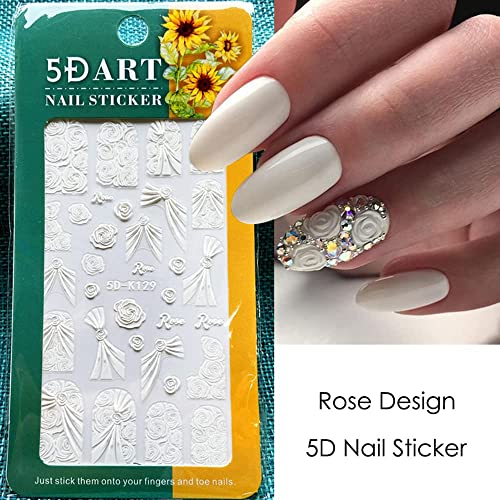Nail Stickers For Nail Art, Cute 3D Self-Adhesive Nail Decals Diy Nail Art Supplies For Nail Decorations Designer, French Nail Tattoos For Women Girls Kids, Luxury Pegatinas Para Uñas With Flowers Leaves Animals Plants Fruits Nails Designs Accessories(4 Sheets) #TOP3