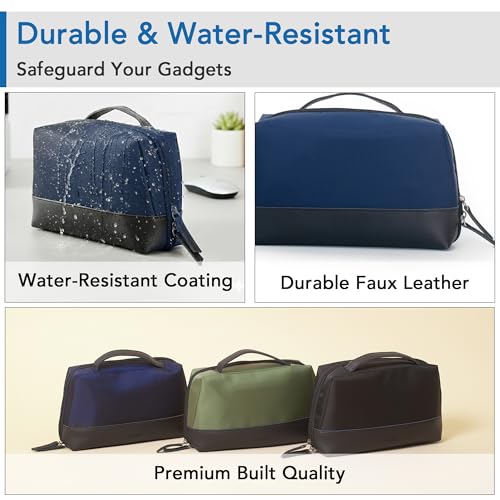 Image of OBLIQUE Siri Tech Pouch Accessories Organizer | Water Resistant Tech Organizer Bag for SD Cards, Hard Drives, Earphones, & Adapters | Premium Faux Leather, Comfortable Hand Carry Strap, Unisex