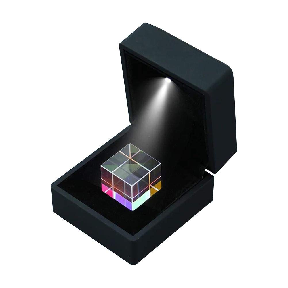 Dedeka20mm/23mm Square Cube Prism With Light Box, Optical Glass Prism RGB Dispersion Prism X-Cube,Color Prism Square Prism, for Physics Teach Decoration Art