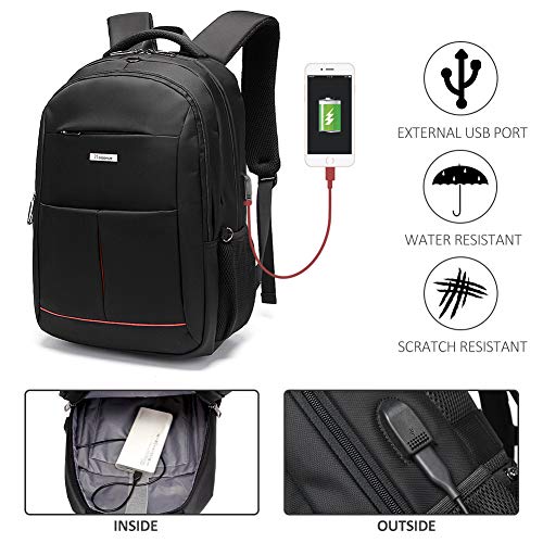 Travel Business Laptop Backpack for Mens，Fits 15.6 Inch Computer and Notebook with USB Charging Port