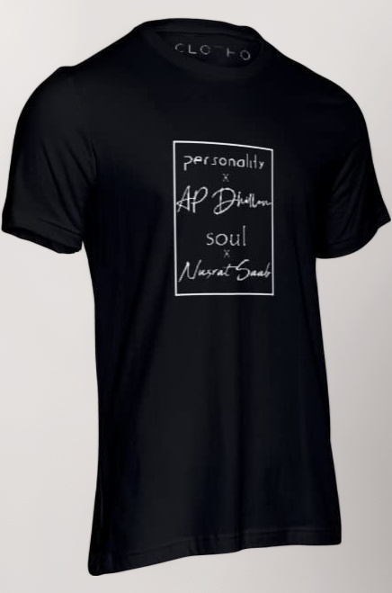 AP Dhillon X Nusrat Fateh Ali Khan - Black Regular Fit Unisex T-Shirt - 100% Cotton T-Shirt.