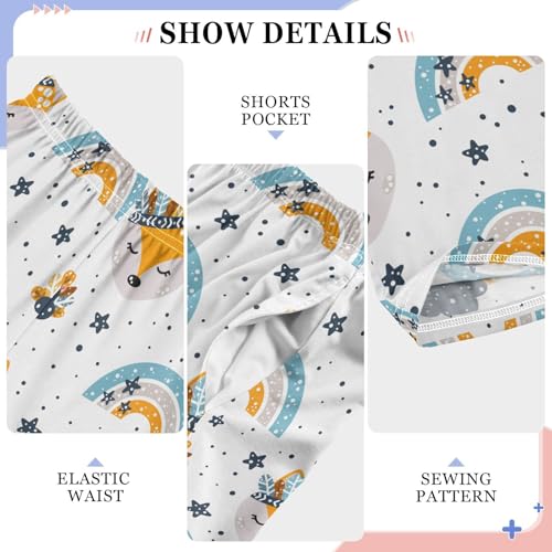 Fox and Wreath Stars Boys Long Pants Soft Trousers Elastic Waist Kids Lounge Bottoms with Pockets S-XL4