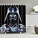 Produktbild zhangqiuping88 Star Wars Charaktere auf schwarzem Hintergrund, für Badezimmer, Duschvorhang, strapazierfähiger Stoff, Schimmelpilz, Badezimmerzubehör, kreativ, mit 12 Haken, 180 x 180 cm