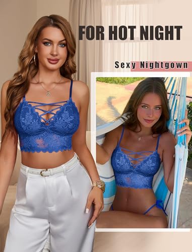 Image of Avidlove Bralettes for Women V Neck Lace Camisole Y2K Tank Top Strappy Cami Unpadded Bra Lingerie Crop Tops Outfits