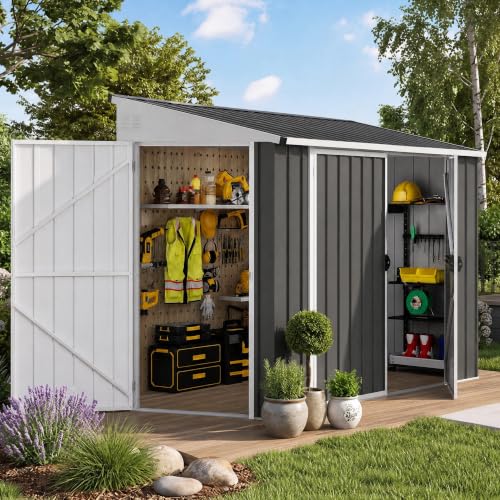 Image of DWVO 7' x 4' Outdoor Storage Shed with 3 Lockable Doors & Air Vent