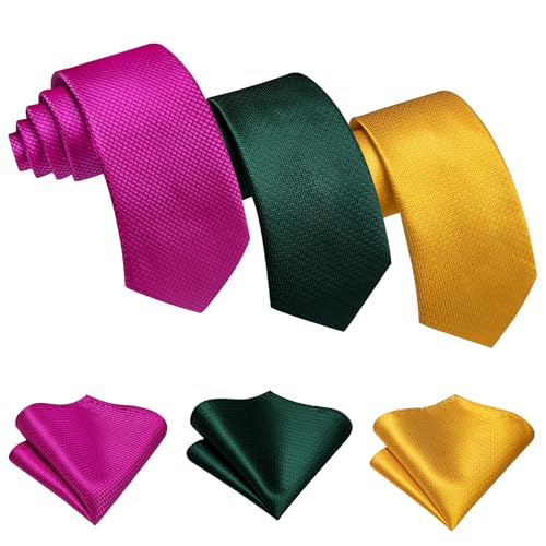 Image of Barry.Wang 6 PCS Men Ties Set Silk Business Fashion Woven Necktie Handkerchief Cufflinks Paisley Stripe Wedding Party