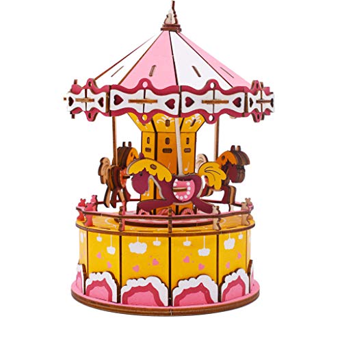 Preisvergleich Produktbild Luccase Weihnachten Spieluhr Spielzeug 3D Holz Karussell Schwimmbadparty Karneval Herbst Stil Puzzle Spieluhr Spielzeug DIY Modell Kit Dekoration für Kinder (B)