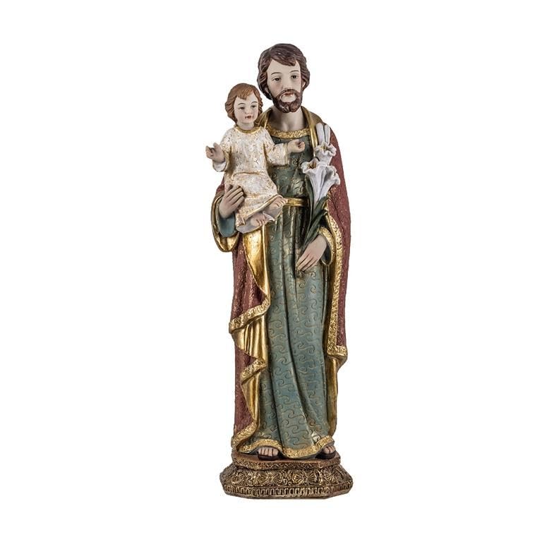 Statue Saint Joseph résine peinte à la main 31 cm durable et incassable