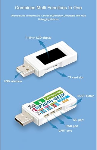 Miniatura 3 de waveshare Placa de desarrollo RP2040 Geek basada en microcontrolador RP2040 con pantalla LCD a color de 1.14 pulgadas 65K y caja de plástico blanco,