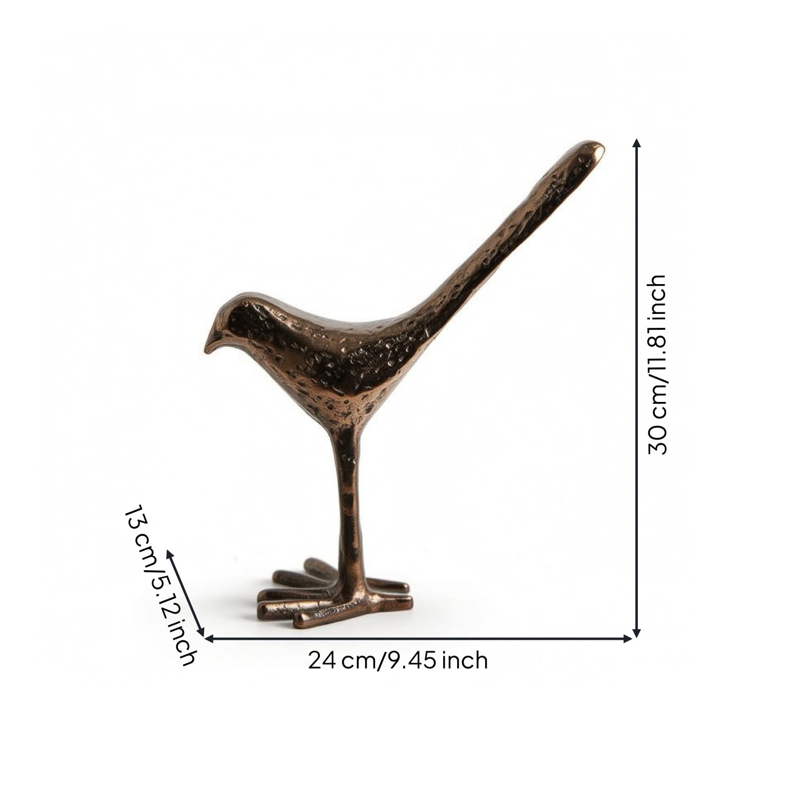 Statuetta di Uccello in Alluminio Decorativo Statuetta di Uccello da Tavolo Decorazione per Collezionisti, Piccolo 20 12 H24cm