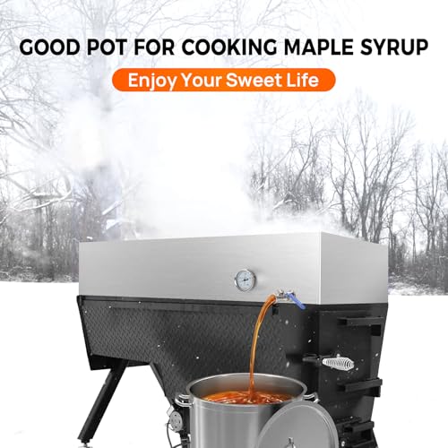 Image of 48x24x9.5 Inch Maple Syrup Evaporator Pan, 304 Stainless Steel with 1 Valve & Divided Pan, Professional Grade for Efficient Home Syrup Boiling