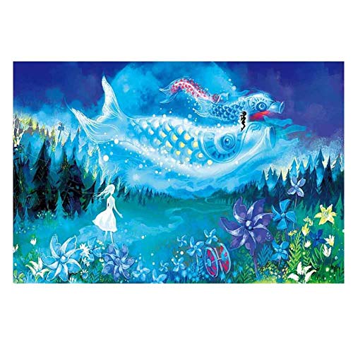 BLANCHO BEDDING Jeu de 500 pièces de Puzzle pour Adultes Jouet de Jeu de Puzzle en Bois pour - Poisson Bleu