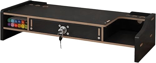 Desktop Computer Elevated Stand 48.8x20x10.5cm, Wooden Monitor Riser with Drawer, Organizer Shelf for Laptop, Printer, PC, TV Screen, Home, Dorm,