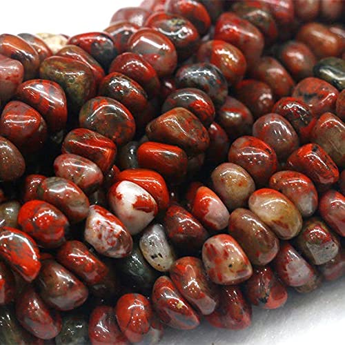 Jaspe bréchique rouge naturel de qualité supérieure en perles pépites libres 15''