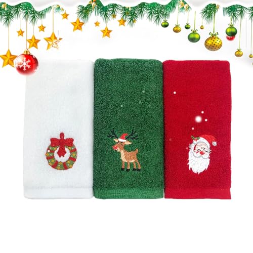 Toalla de Cocina de Navidad, Toalla de Mano Suave para baño, 3 paños de Cocina Suaves de Navidad, Toallas Decorativas de algodón Grueso para Vacaciones