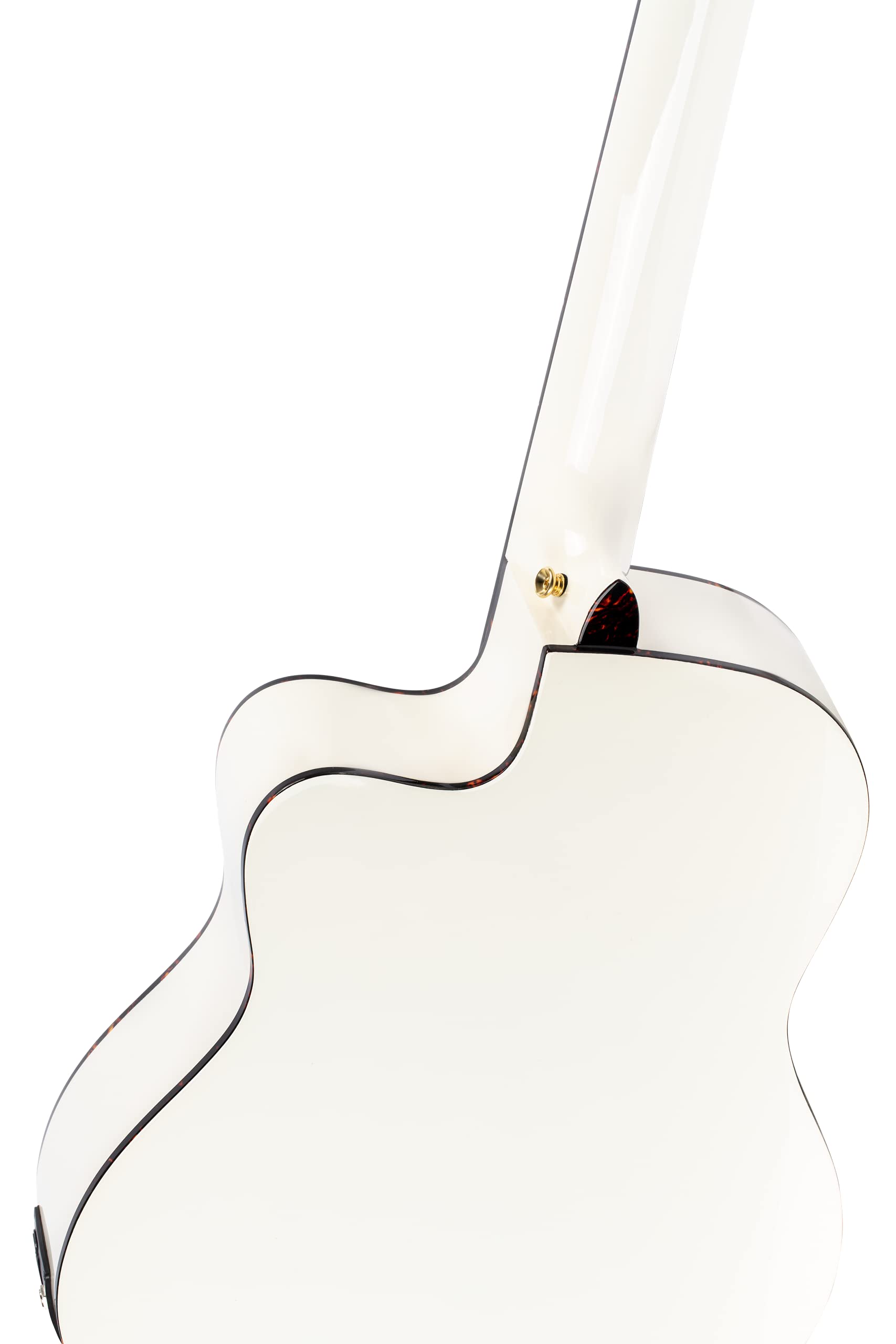 Ortega Guitars Guitare Classique Électro-Acoustique – 4/4, Slim Neck, Format Thinline – Family Series Pro – Housse Incluse – Épicéa Engelmann Massif / Acajou, Blanc (RCE145WH)