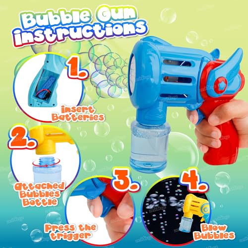 Image of Zest 4 Toyz Bubble Gun for Kids 15 Hole Electric Bubble Machine with Bright Light 2 Bubble Bottles and Rechargeable Battery Leak Proof Indoor Outdoor Fun Toy - Multicolor