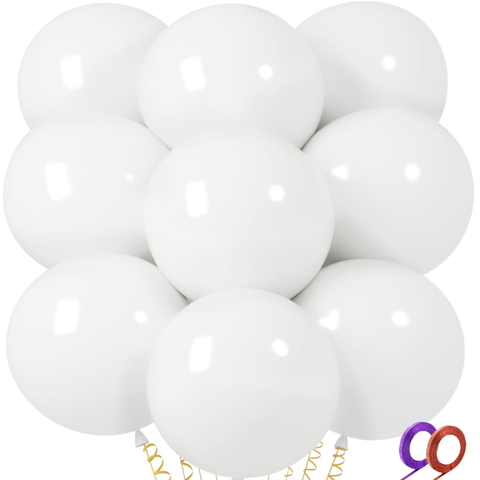 32Pcs White Big Balloons 18 Inch, Round Large Latex Party Balloons for Birthday Wedding Decorations. (white)