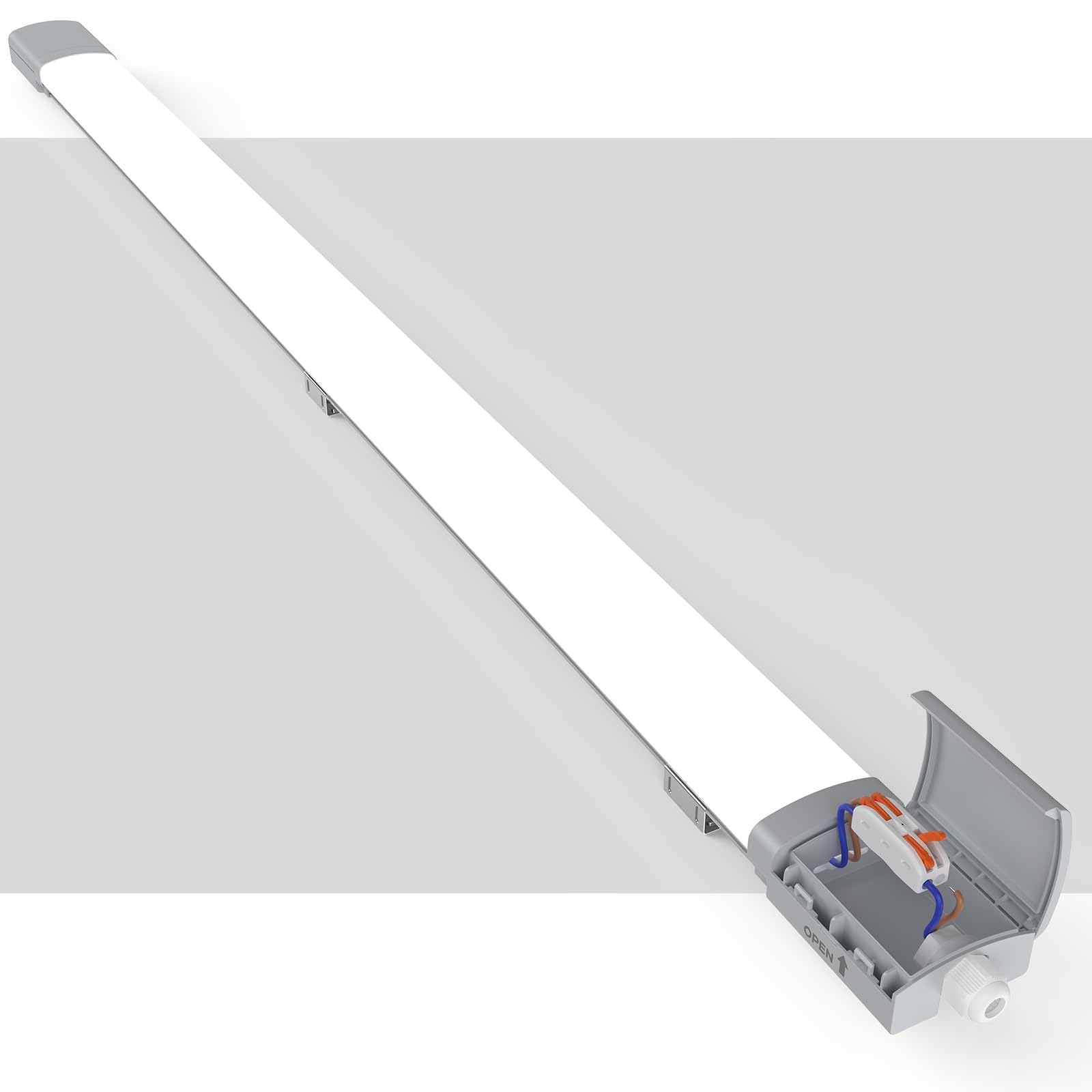 ANTENLICHT 3 Stücke LED Feuchtraumleuchte 150CM mit 45W 4950Lumen Kaltlweiß 5000k, Einfache Montage und REIHENSCHALTUNG, Deckenleuchte Flach IP65 Werkstattlampe für Büro Keller Garage, Grau
