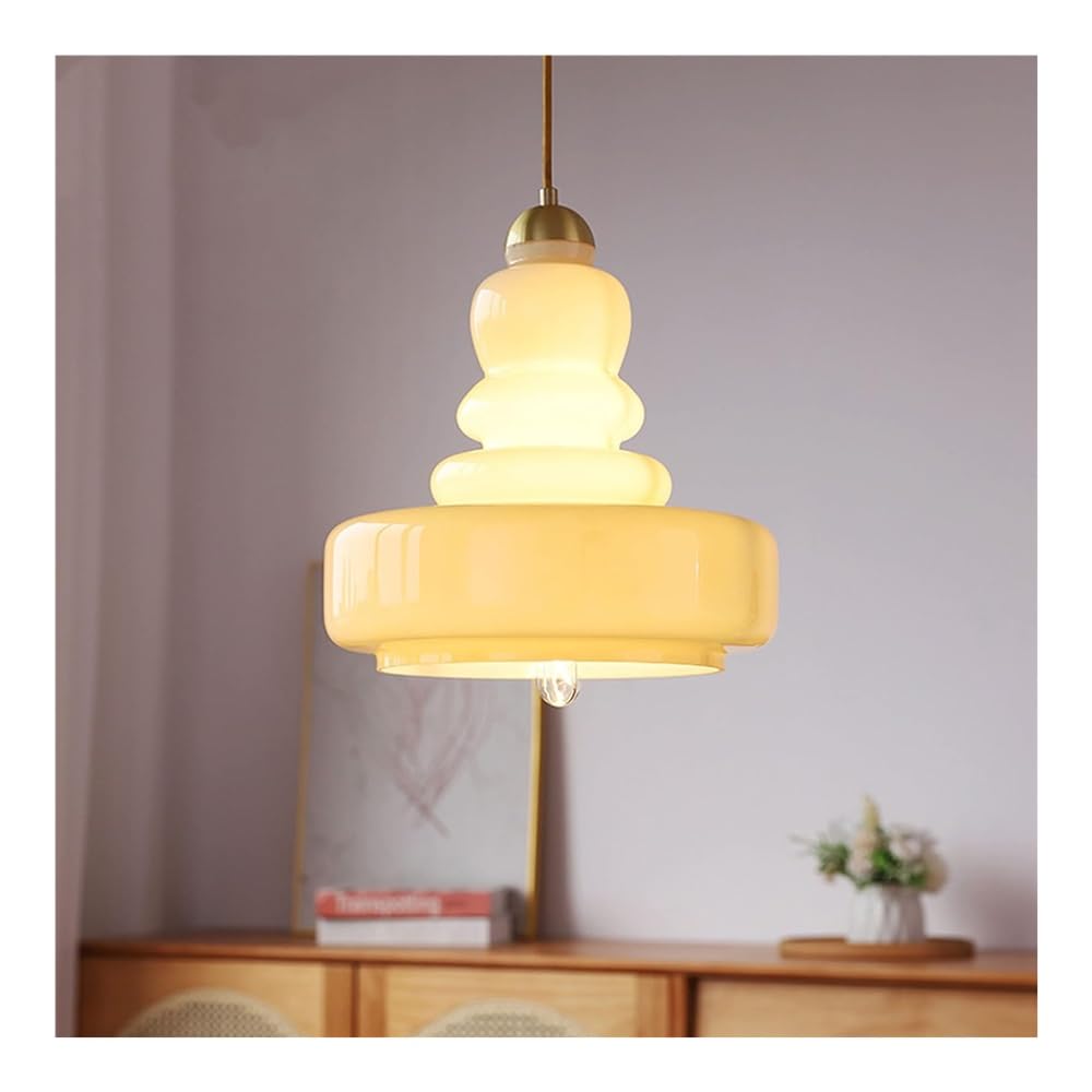 Grande suspension scandinave en verre laiteux vert au design épuré