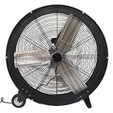 30 Inch High Velocity Drum Fan, Industrial Grade Metal with 2-Speed Control, 13520 CFM Airflow, Black, Electric