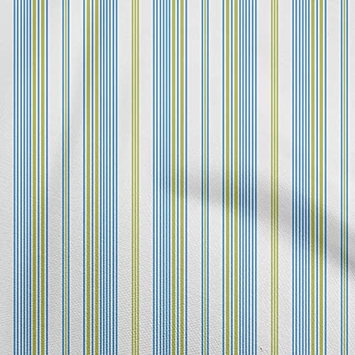 oneOone Cotton Cambric Medium Blue Fabric Stripes Sewing Material Print Fabric By The Yard 42 Inch Wide-M7