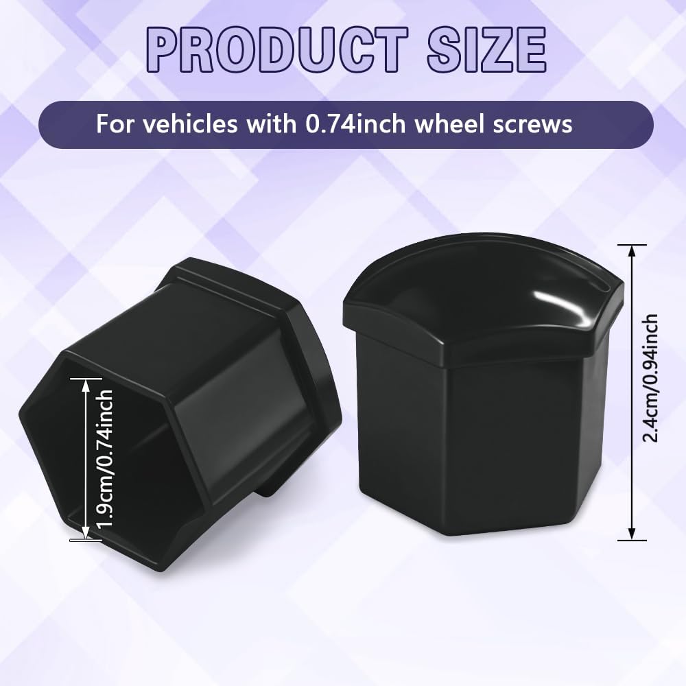 20PCS Car Wheel Lug Nut Covers, 21mm Lug Nut Covers with Disassembly Tool, Hexagonal Plastic Wheel Nut Rim Cover, Hex Lugnut Covers for Protecting & Decorating Wheel Bolts (Black/21MM)