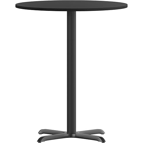Flash Furniture 30'' Round Black Laminate Table Top with 22'' x 22'' Bar Height Table Base