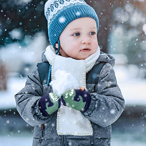 SATINIOR 2 Pairs Winter Kids Fingerless Gloves Toddler Finger Mittens Knit Convertible Half Finger Mitten Flap Aged 3-102
