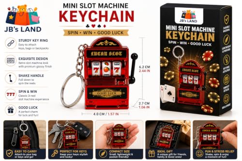 Image of Mini Slot Machine Keychain with Spinning Reels Lucky Game Toy Red Gift | Lucky 777 Design