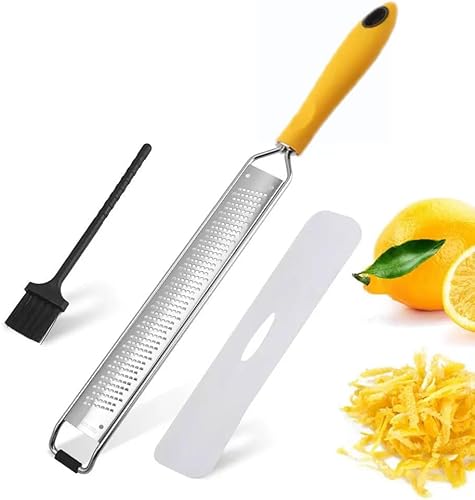 Rallador de queso de mano y rejilla de limón, con mango para parmesano, chocolate, ajo de jengibre, rejilla de acero inoxidable para el hogar (16