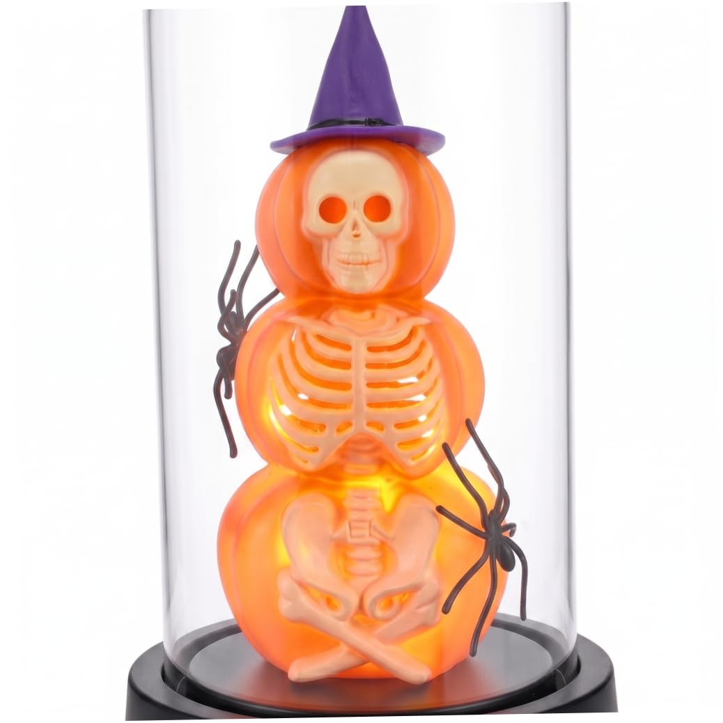 Sjfbebsy Halloween Night Light, Light Up Skeleton Halloween Decor Indoor with Clear Dome, Purple