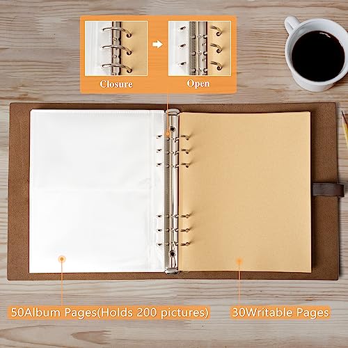 Photo-Album-4x6-200-Photos-Genuine-Leather-Photo-Albums-with-Writing-Space-with-30-Writing-Paper-Travel-Family-Wedding-Kids-Graduation-Ultrasound-Baby-Picture-Album-Scrapbook-Photo-AlbumLOVE
