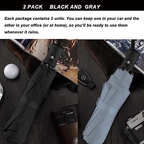 Image of SIEPASA Two Packs Auto Open & Close Small Travel Umbrella Compact for Backpack-Umbrellas for Rain, Windproof Lightweight Strong Mini Portable Umbrellas for Men and Women.& Black, 2 Pack