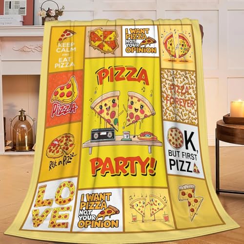 citari Pizza Blanket Funny Pizza Decor Throw Blanket, Gifts for Girls Boys Food Lovers Super Warm Soft Plush Lightweight Fleece Flannel Winter Bedding Blankets for Kids Adults Women Men 50