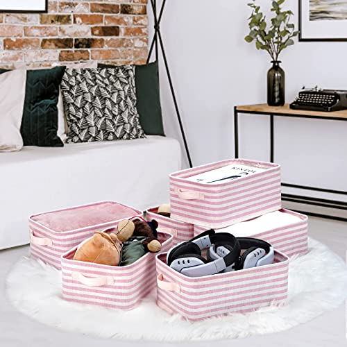 Pffvrp Small Storage Basket 6-Pack, Fabric Storage Bins For Closet, Storage Baskets For Shelves Organizing, Folable Baskets For Organizing Clothes, Toys, Books, Gifts (Pink) #TOP1