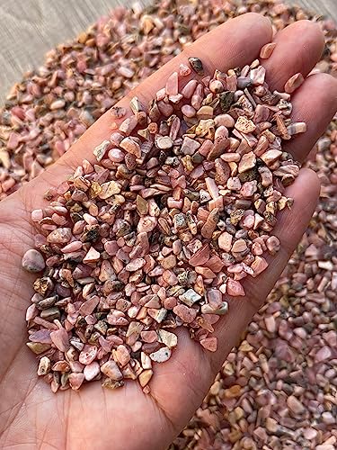 Image of GAF TREASURES 2 oz Lot Natural Semi Tumbled Gemstone Chips, Crushed Mini Crystals, Undrilled Crystal Chips (Rhodochrosite)
