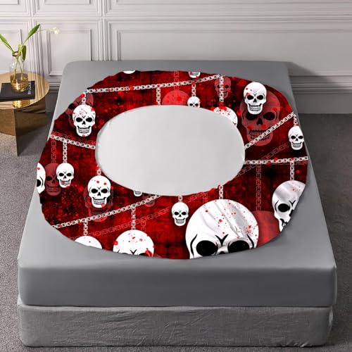 Fuyeun Gothic Sheets Set Twin Size Bedding For Kids Boys Teen Skull Red Black Halloween Skeleton Goth Witchy Horror Bed Fitted Sheets Sheet Sets 1 Flat & 1 Pillowcase thumb #3
