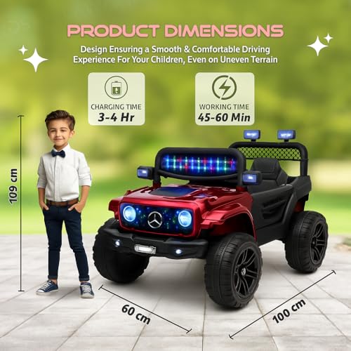 Image of Kawaii Kids Battery Operated Car for Kids, Electric Ride-On SUV with Parent Remote Control, USB, Bluetooth, LED Windshield Lights, Rechargeable Battery, Kids Ride-On Car for Boys & Girls Age 1-5 Years
