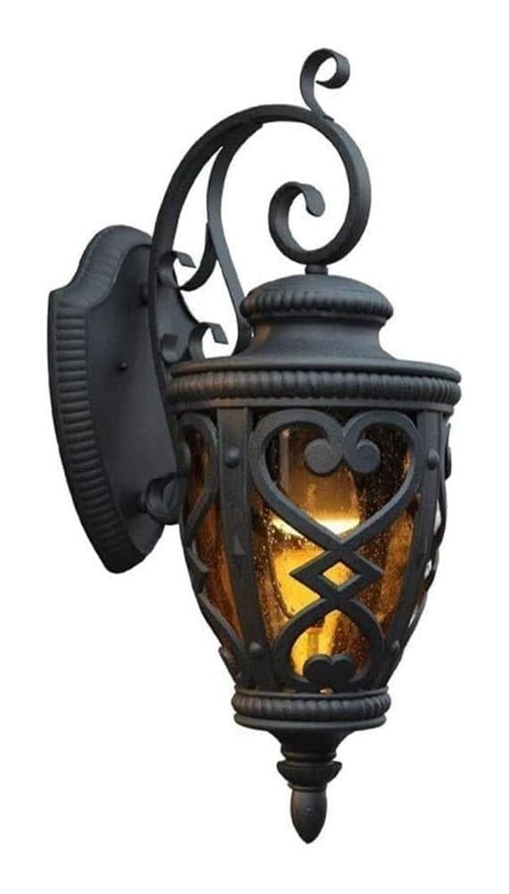 Zewnętrzna lampa ścienna z bursztynowym szkłem z nasion, wodoodporny kinkiet wiejski do ogrodu, werandy, patio, garażu - rustykalny design do oświetlenia zewnętrznego