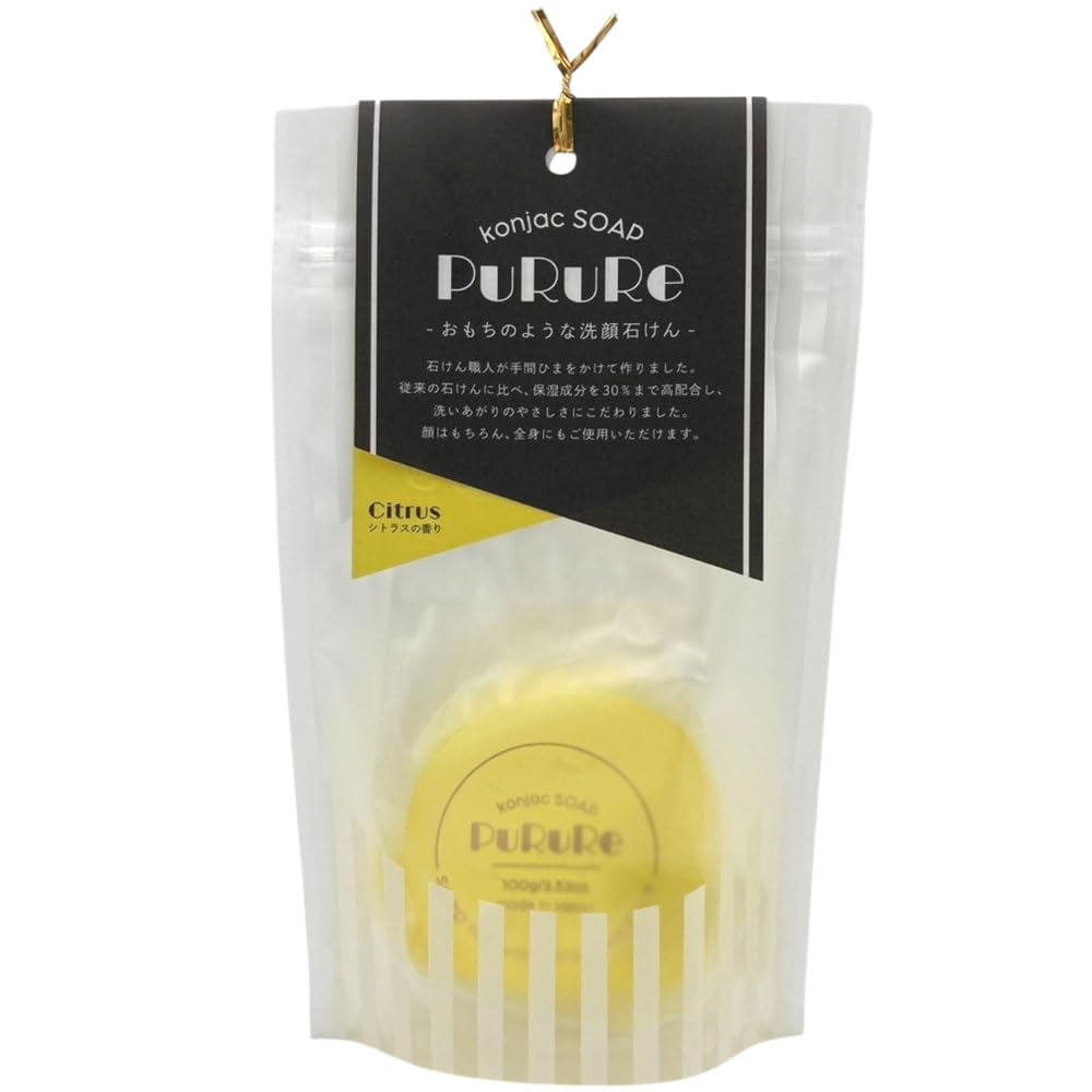 Amazon | PuRuRe 洗顔石鹸 こんにゃく石鹸 100g 固形 シトラス 乾燥肌