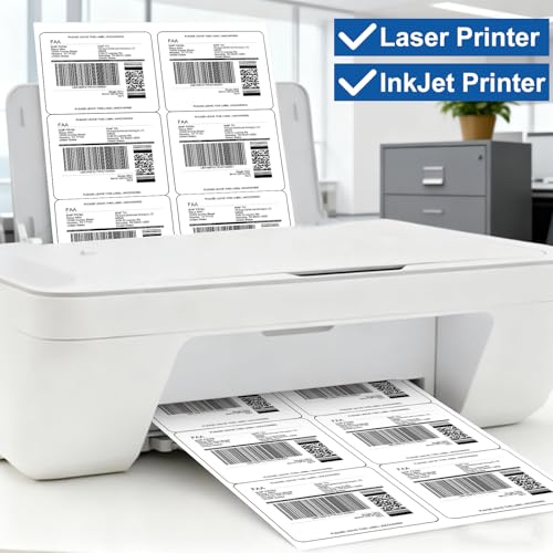Image of 3 1 /3 inch x 4 inch Printable Label White 500 Sheets, Sticker Label Paper for Laser and Inkjet Printers Compatible 5164 8164 Shipping Address Labels