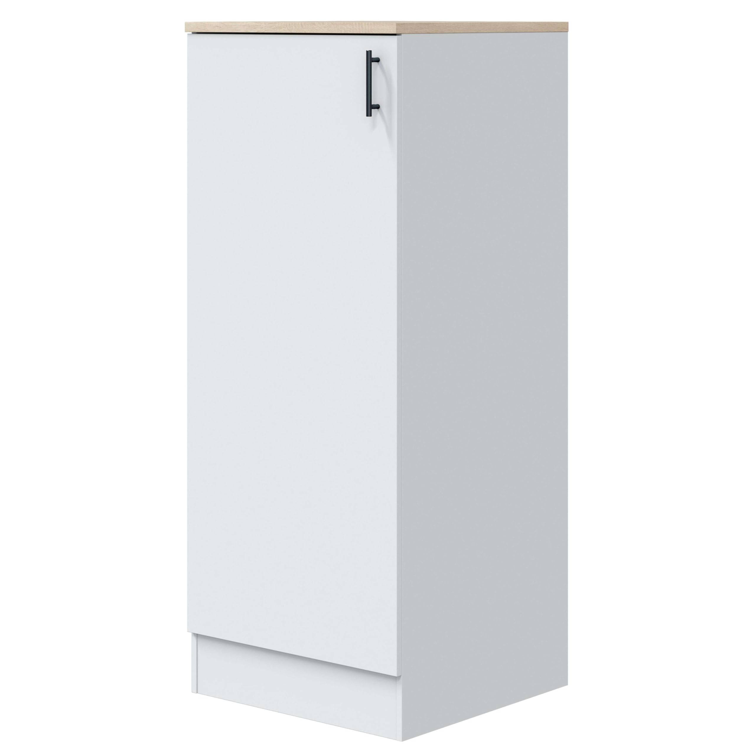 Bricohabitat Módulo Inferior Columna de Cocina Kira con 1 Puerta Blanco Brillo y Roble Canadian 3 Estantes 60x148x60 cm Melamina