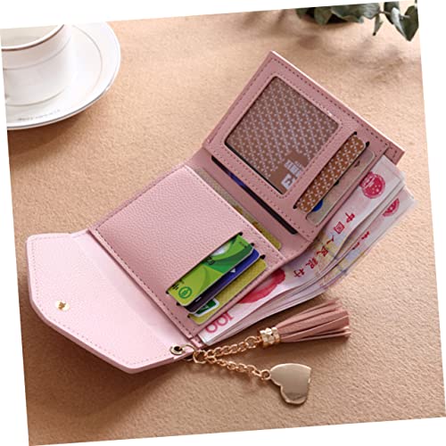 VALICLUD Women Trifold Grain Pu Leather Wallet with Tassel Pendant Mini Purse for Cards and Cash Deep Compact Elegant Design for Everyday Use3