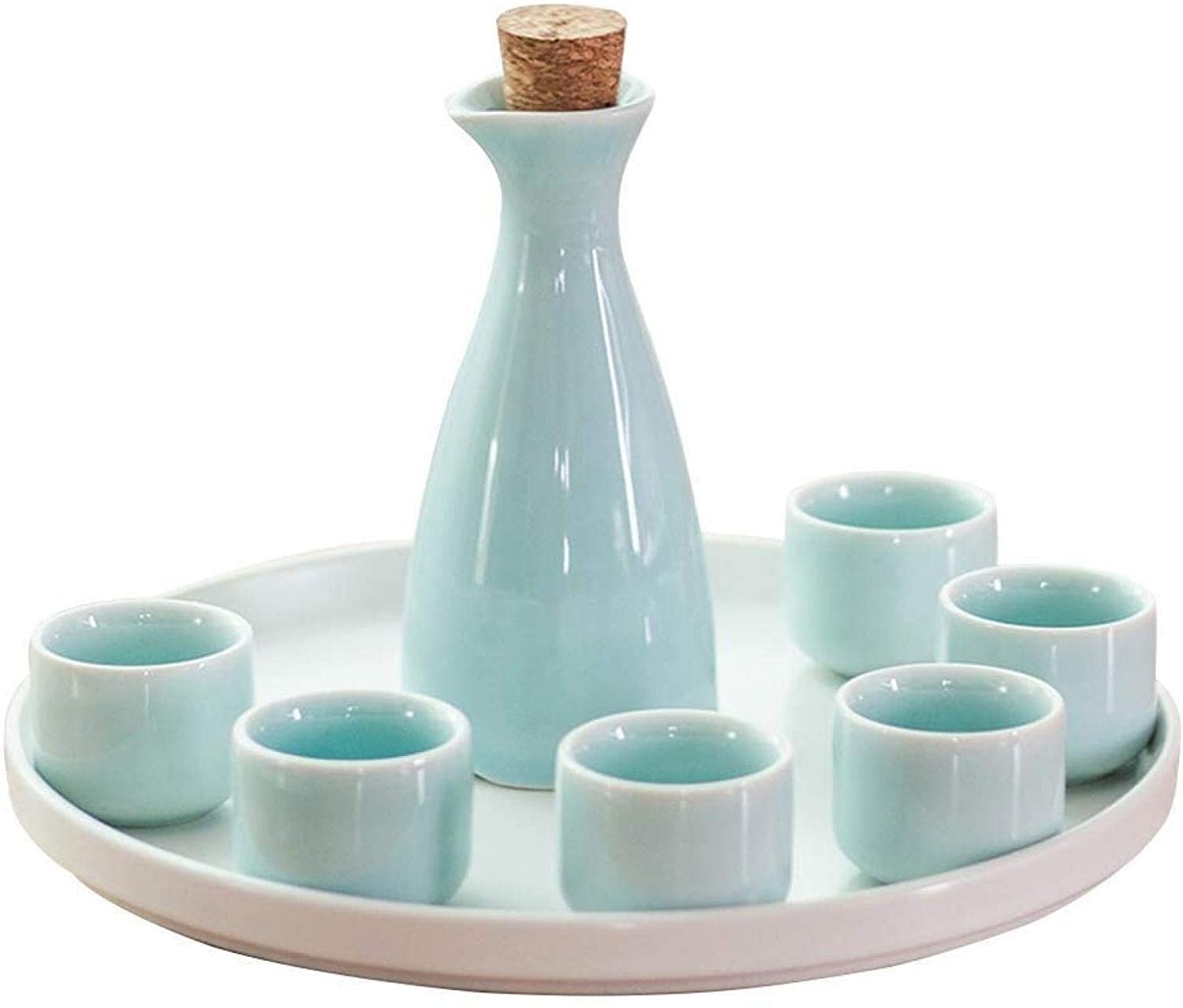 Zestaw do sake, kieliszki do sake, 8-częściowy ceramiczny zestaw do sake, zestaw do sake dla dorosłych, zestaw do białego wina na prezent, herbata Matsunaka do picia,Glaze-8Pcs