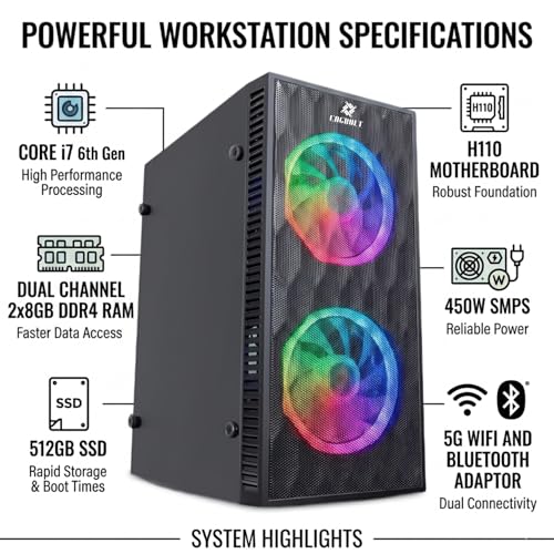 Image of High Performance Core i7 6th Gen Quad Core Desktop PC | Core i7 6700 Upto 4.00GHz | 16GB DDR4 RAM | 512GB SSD | 5G WiFi & Bluetooth | Windows 11 Pro | MS Office 2024 | 2 Years Warranty