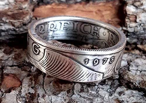 Coinring, Münzring, Ring aus Münze (10 Schilling, Österreich 1957 und 1958), 640er Silber - Double Sided coin ring - Größe wählbar, handgeschmiedetes Unikat