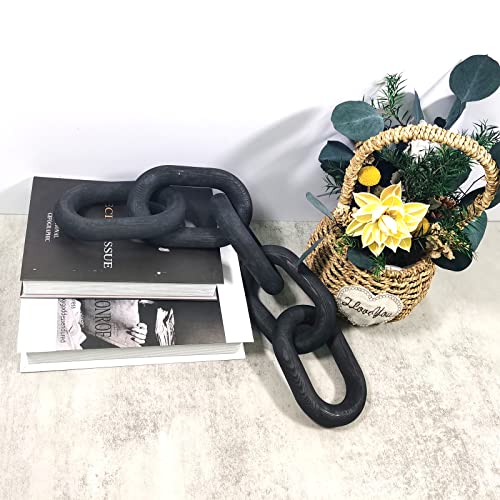 Linsuo Wood Chain Link Decor5 Link Chain Decoration Pine Wood Carved Modern Home Decoration Used For Farmhouse Decoration Living Room Bedroom Bookcase Porch Decoration (Black), 21.6Inch×3.9Inch #TOP7