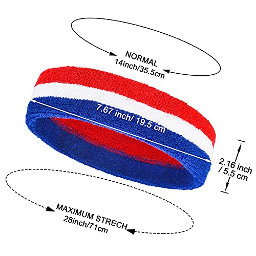 Image of Bememo 12 Pcs Sweatbands Sport Headbands for Men & Women Basketball Headband Sport Competitions Sweat Headbands Running Terry Cloth Moisture Wicking for Yoga,Tennis,Gym,Exercise